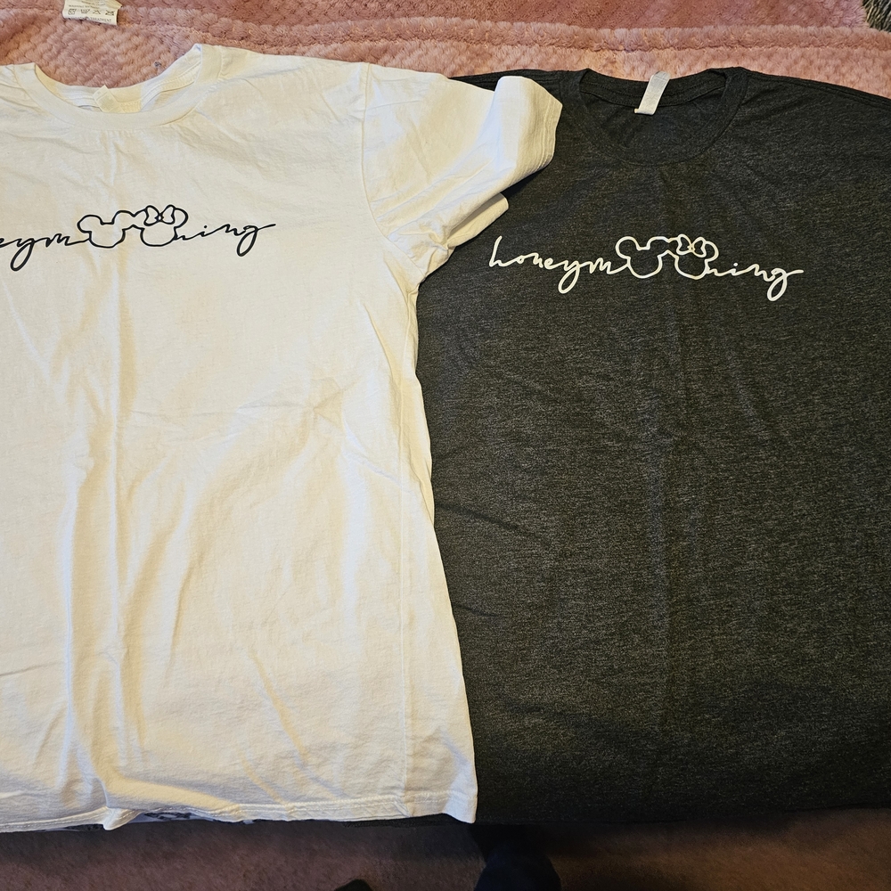 Matching Honeymooning Graphic T-Shirts - White & Gray